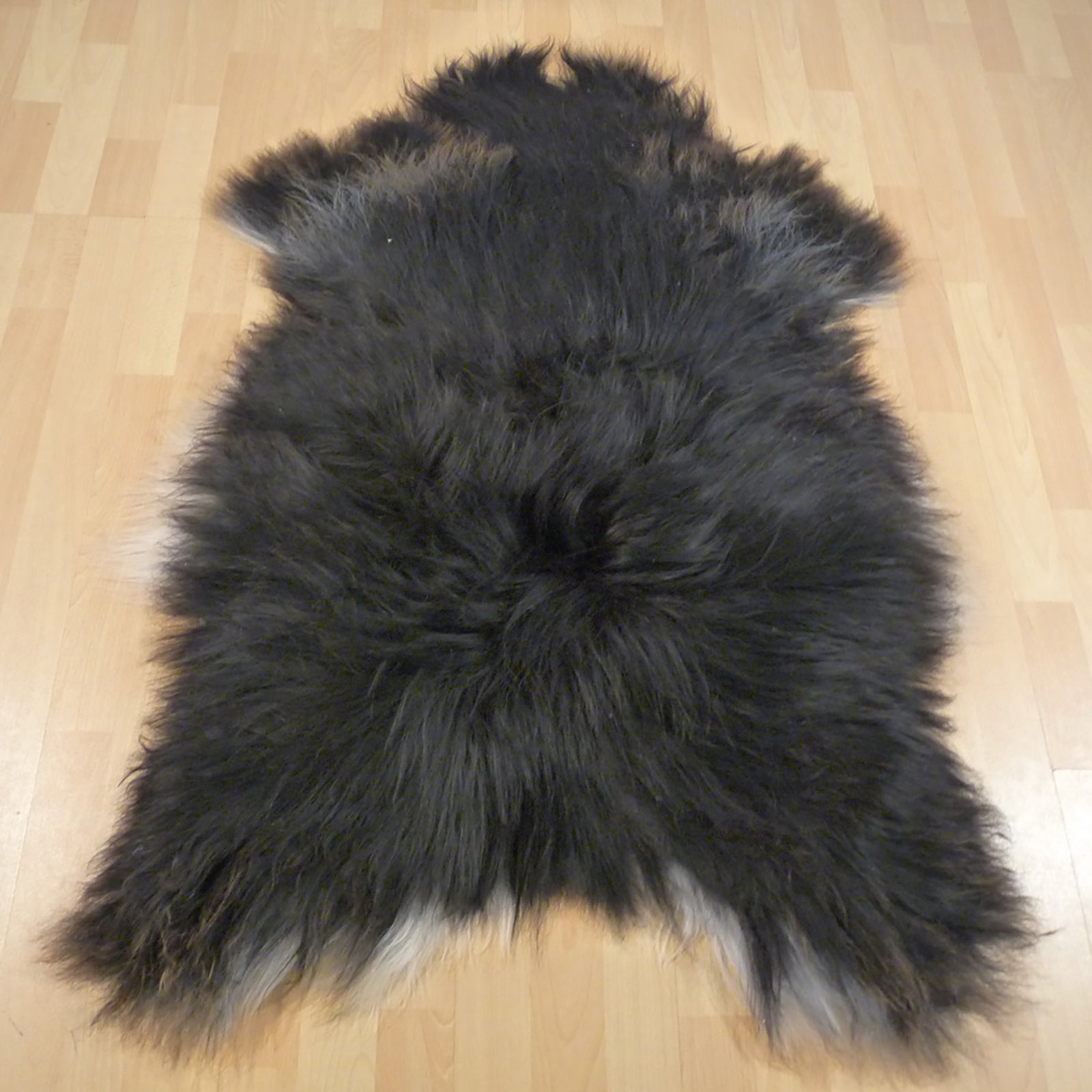Exklusives Unikat Islandschaffell schwarz - weiß 125x80cm #12110