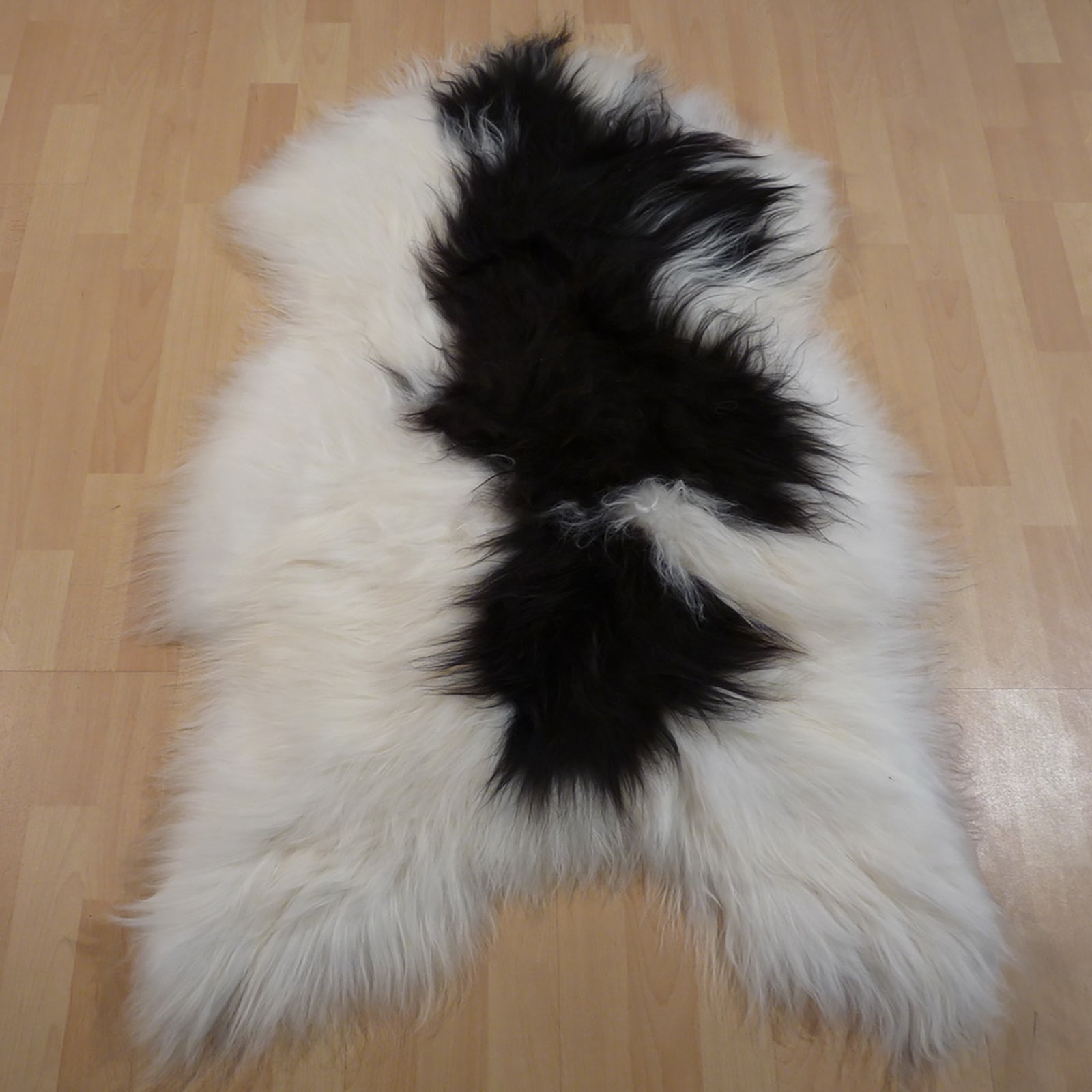 Exklusives Unikat Islandschaffell weiß - dunkelbraun 125x85cm #12353