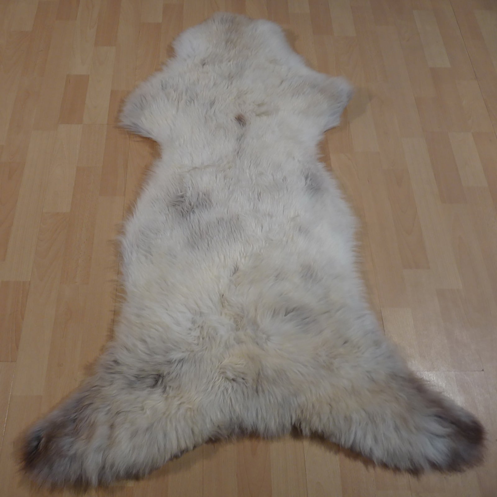 Exklusives Unikat Schaffell weiß - grau - braun 125x90cm #12383