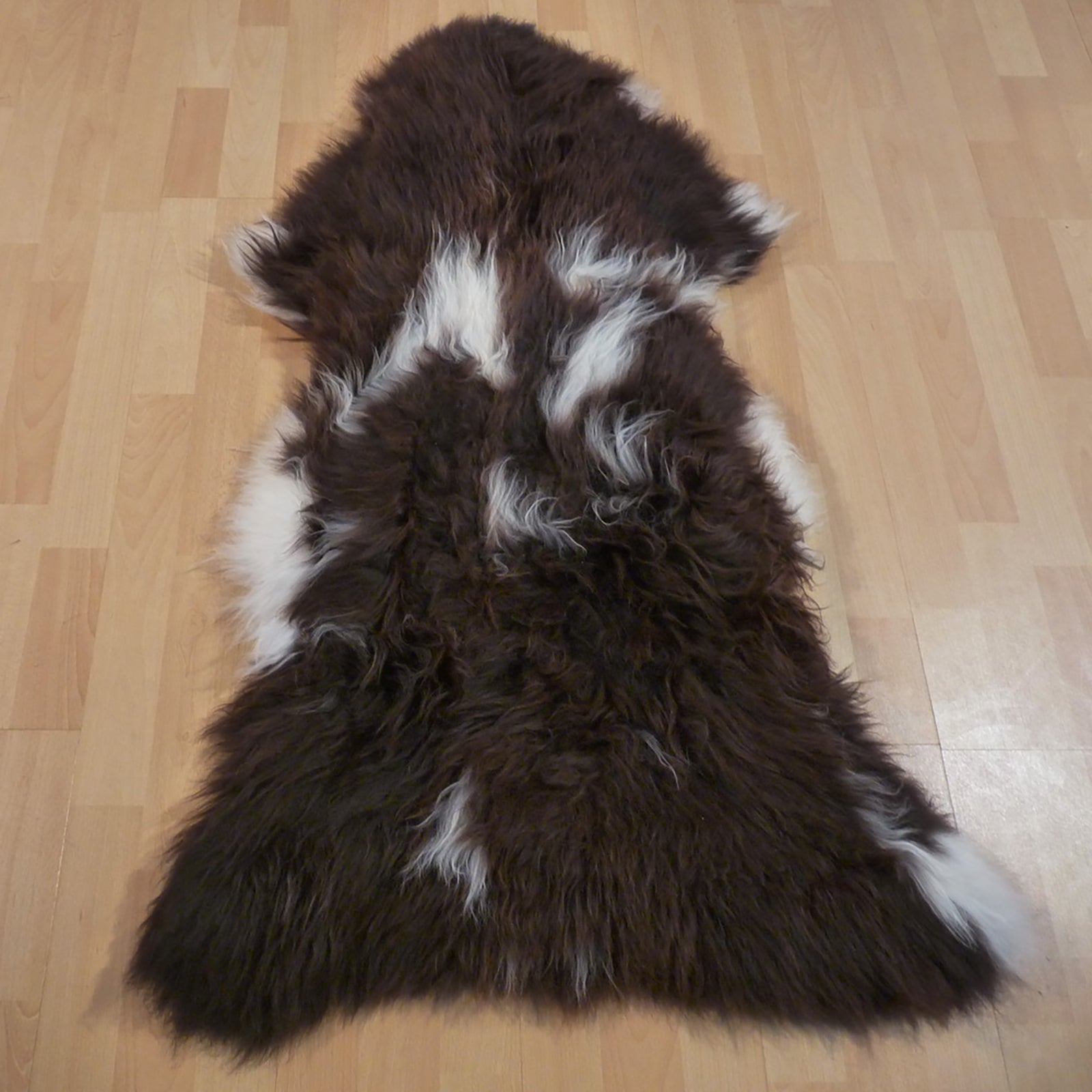 Exklusives Unikat Schaffell braun - weiß 120x70cm #12655