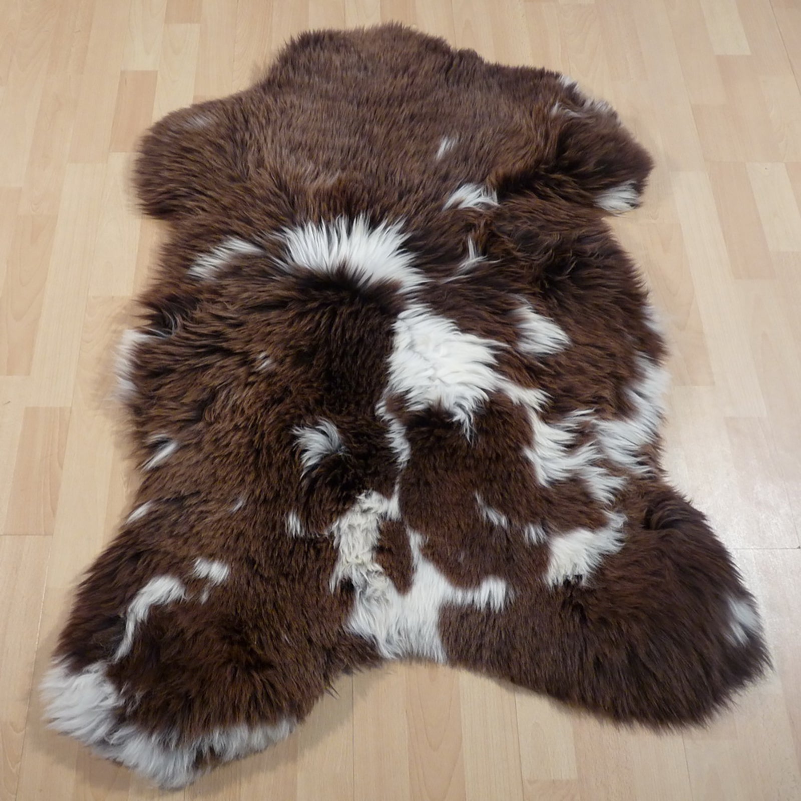 Exklusives Unikat Lammfell weiß - braun 115x85cm #12765