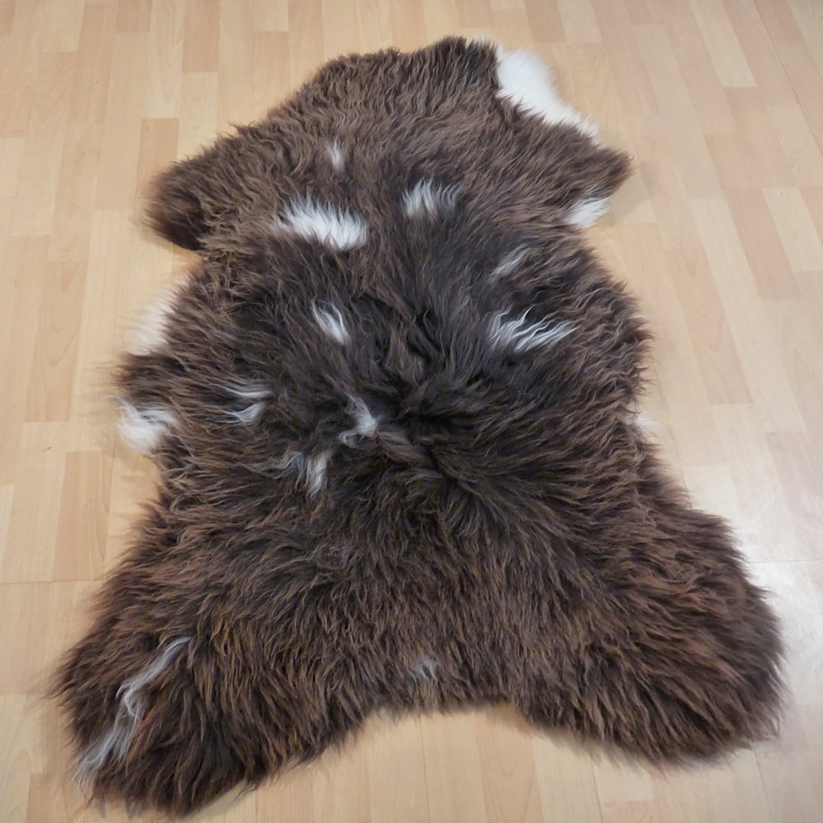 Exklusives Unikat Schaffell braun - weiß 120x85cm #12781