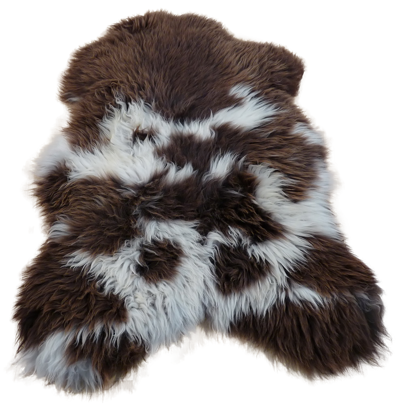 Exklusives Unikat Lammfell braun - weiß 115x85cm #12797