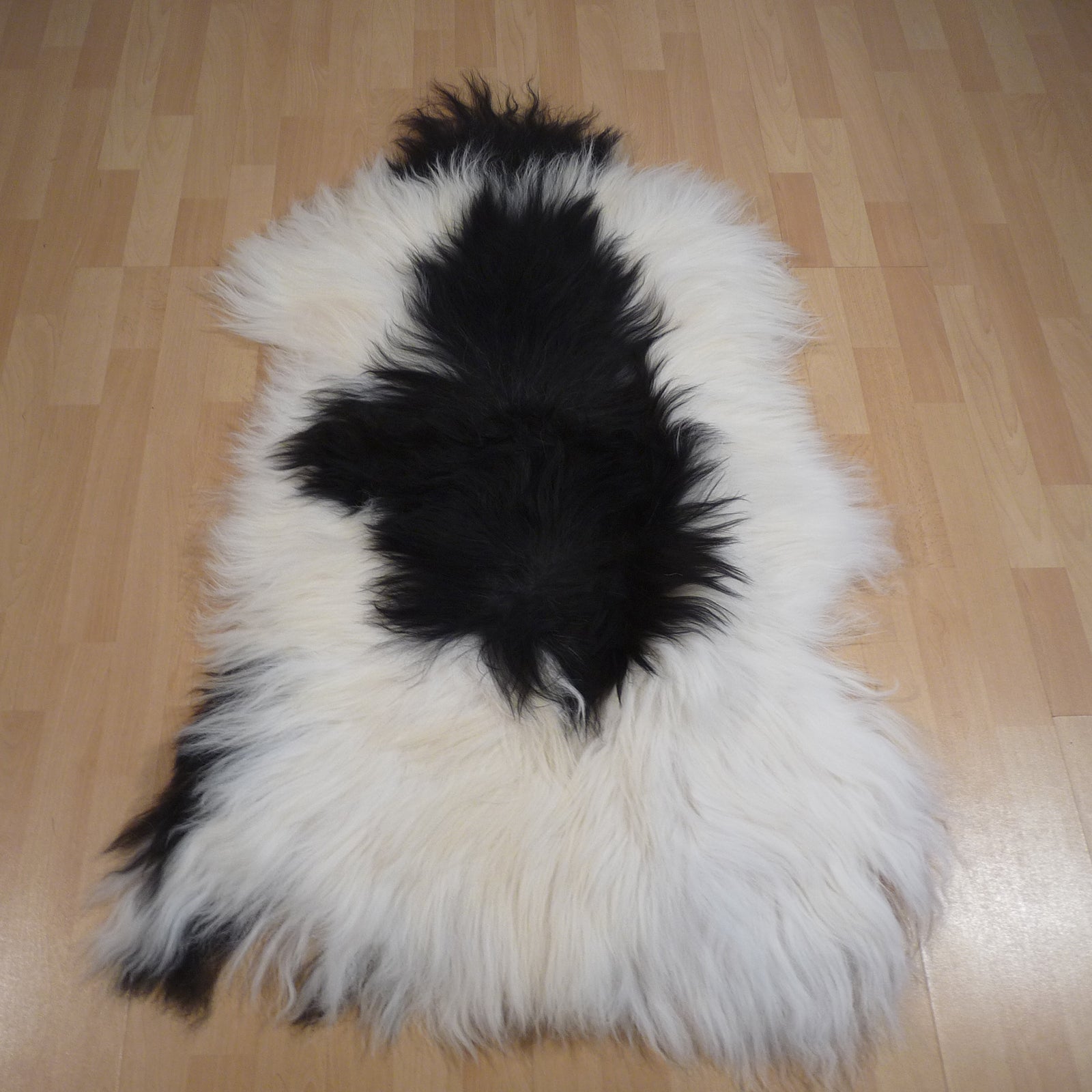 Exklusives Unikat Islandschaffell weiß - schwarz 135x90cm #14901