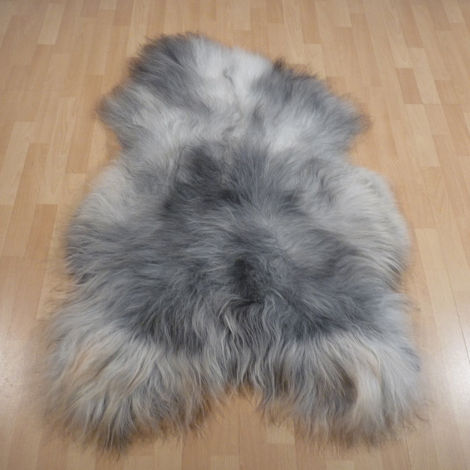 Exklusives Unikat Islandschaffell weiß - grau 140x95cm #15766