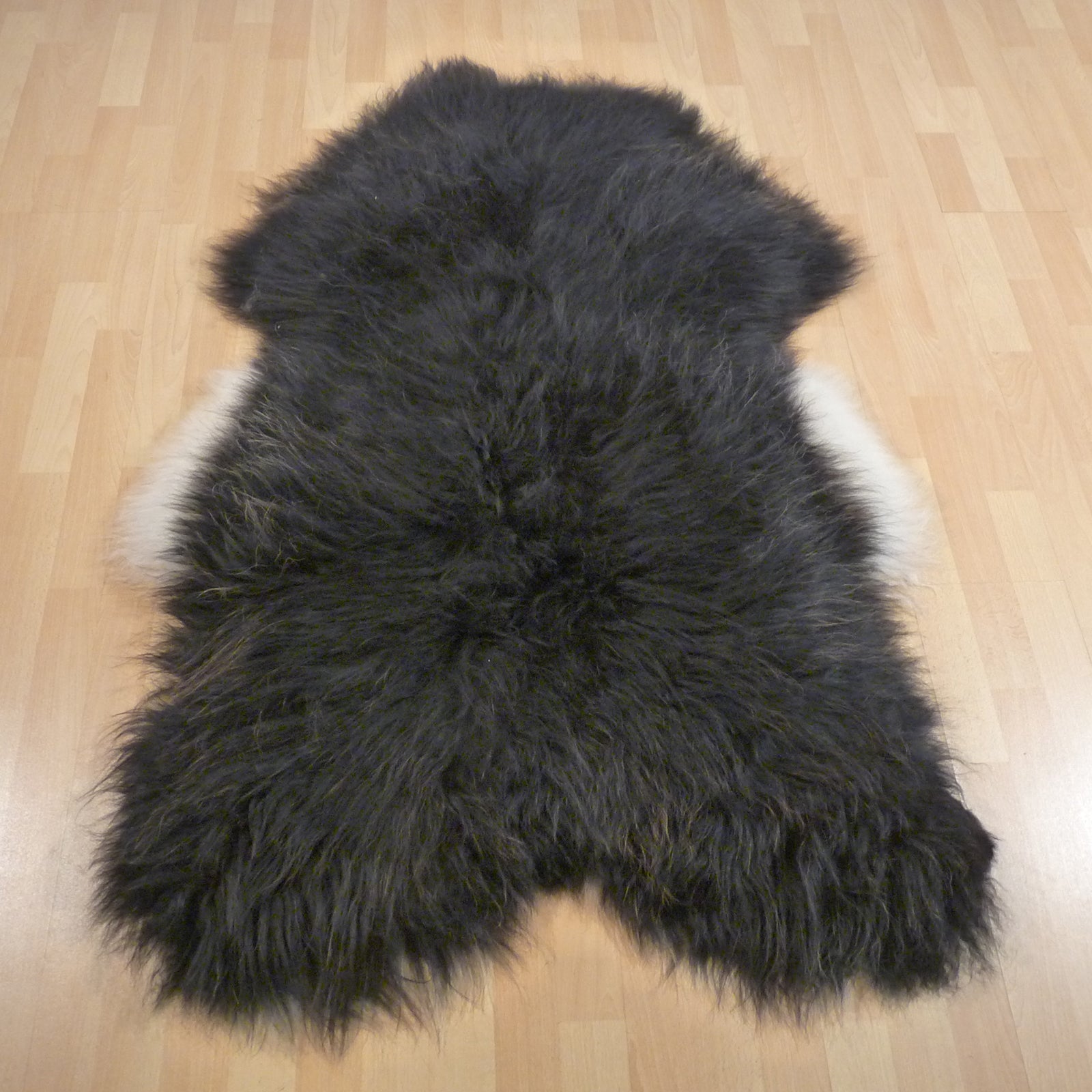 Exklusives Unikat Islandschaffell schwarz - weiß - grau 135x100cm #15778