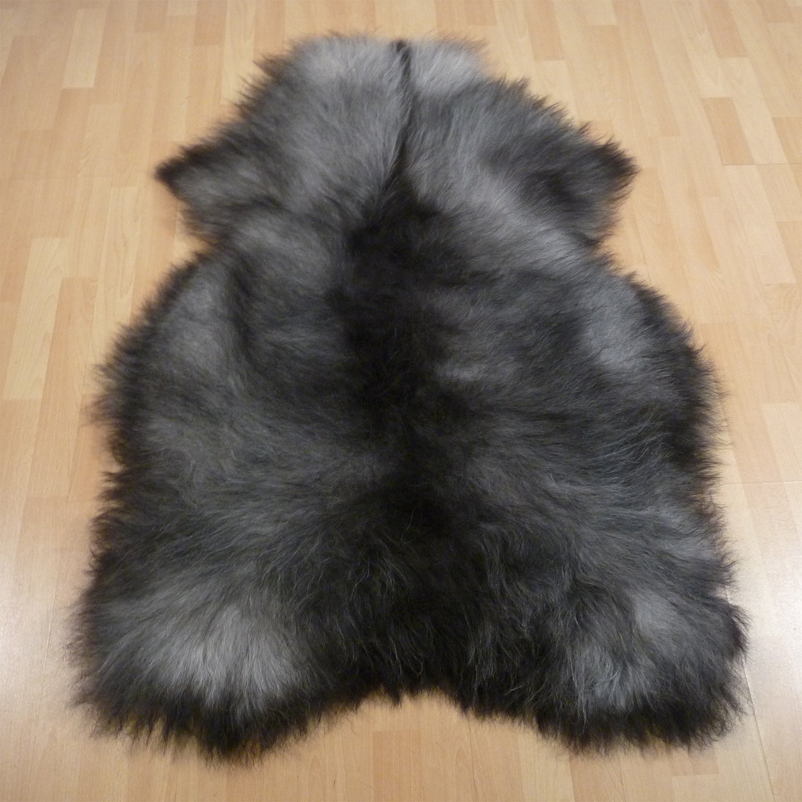 Exklusives Unikat Islandschaffell schwarz - grau 135x95cm #15781