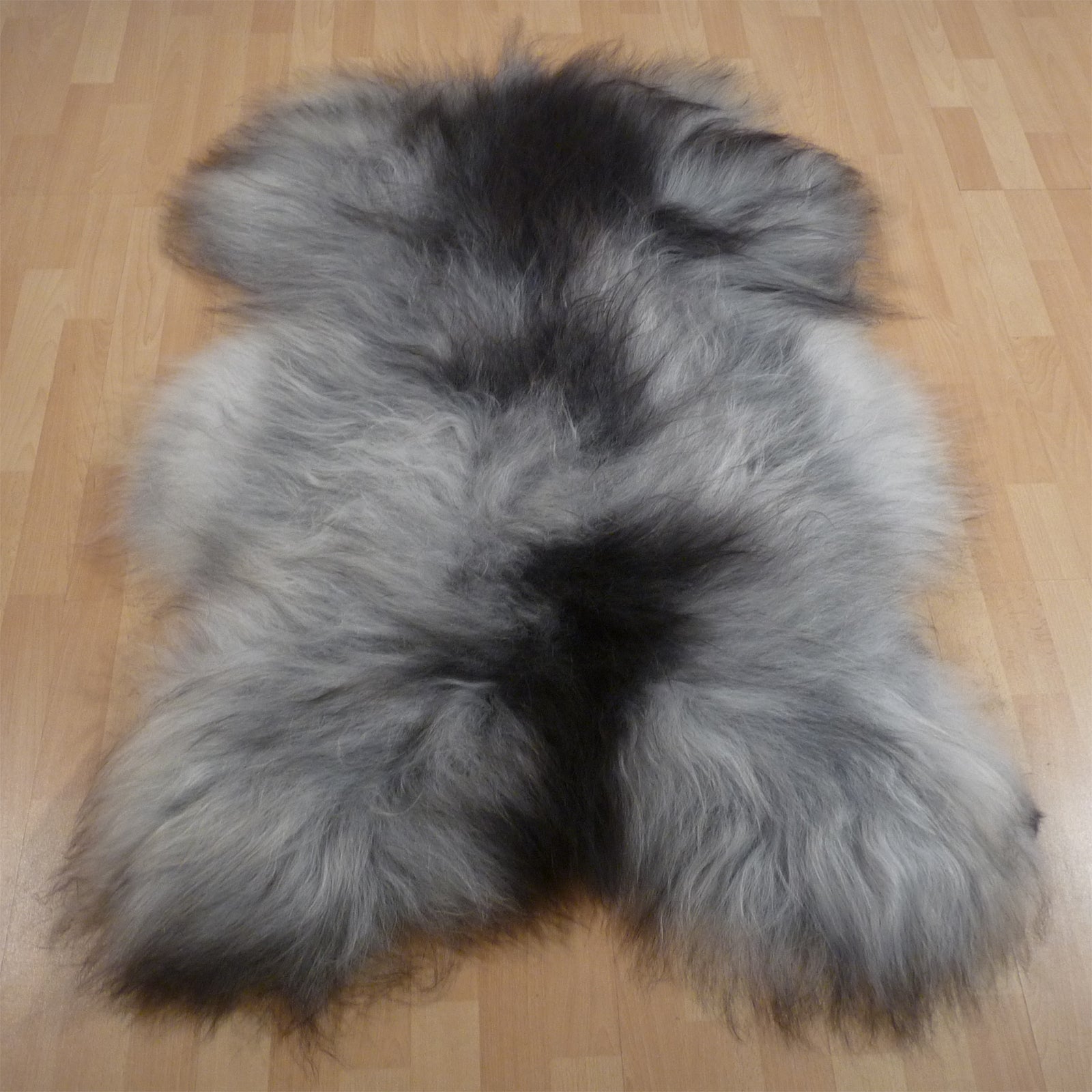 Exklusives Unikat Islandschaffell weiß - schwarz - grau 135x95cm #15785
