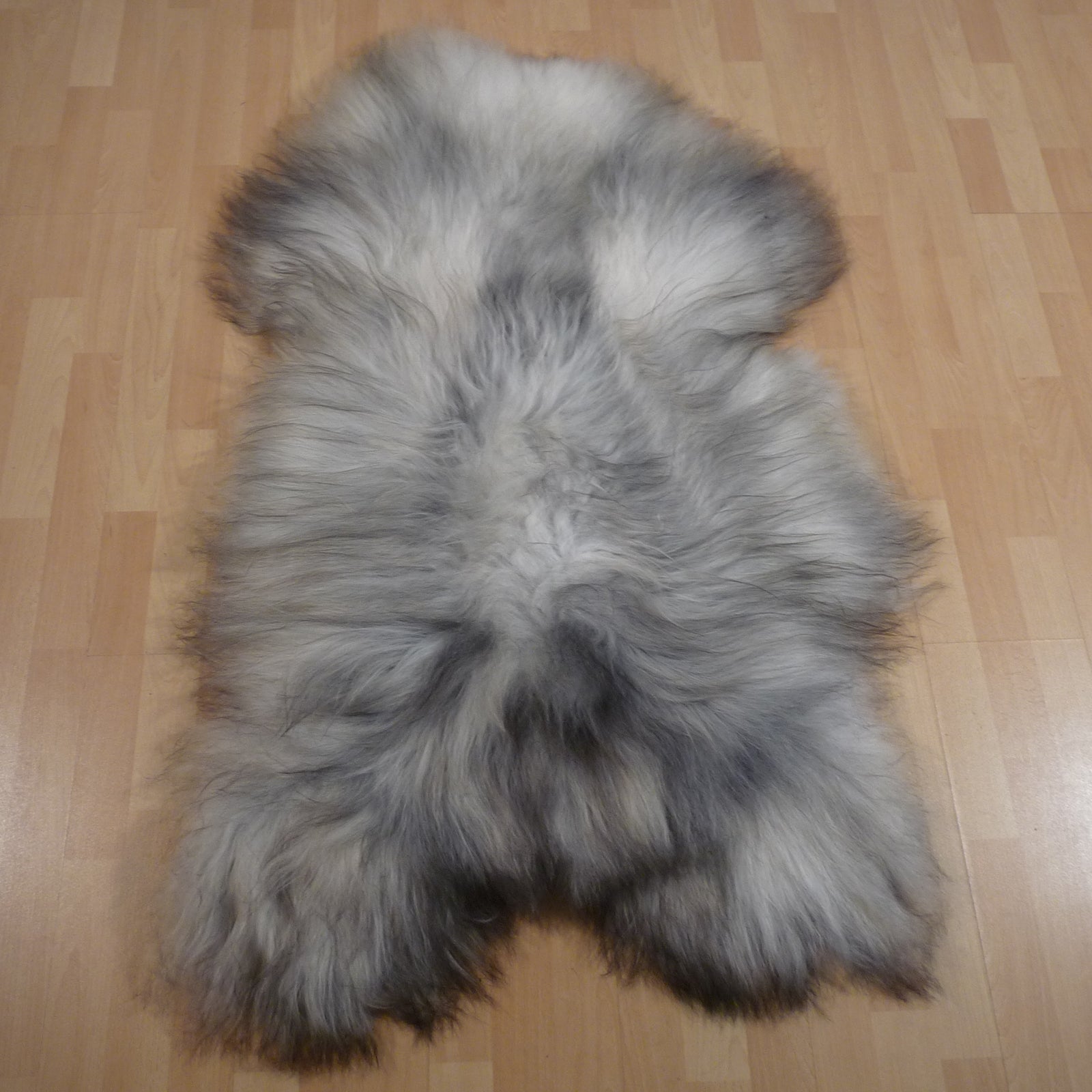 Exklusives Unikat Islandschaffell weiß - grau 130x85cm #15804