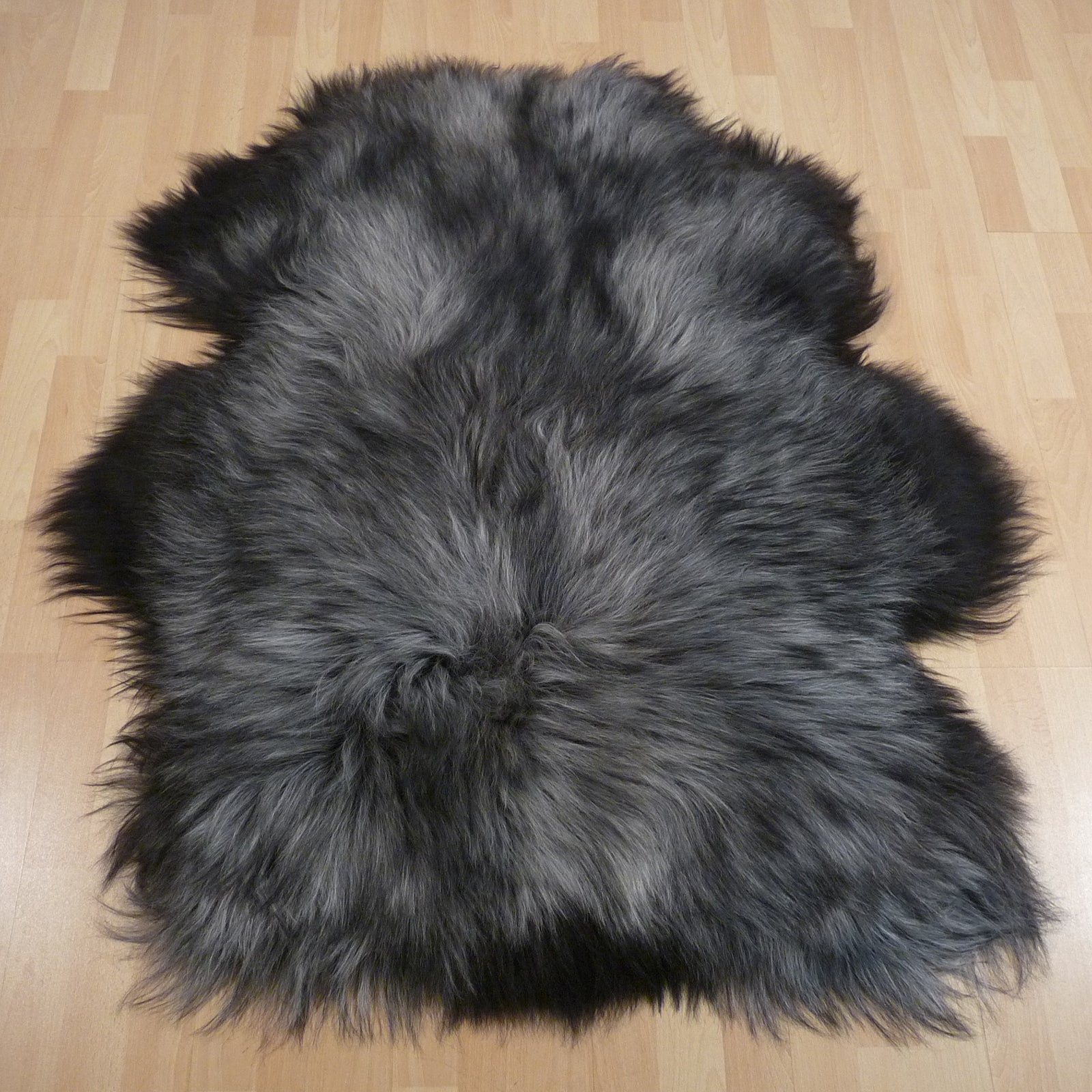 Exklusives Unikat Islandschaffell grau - schwarz 130x105cm #15806