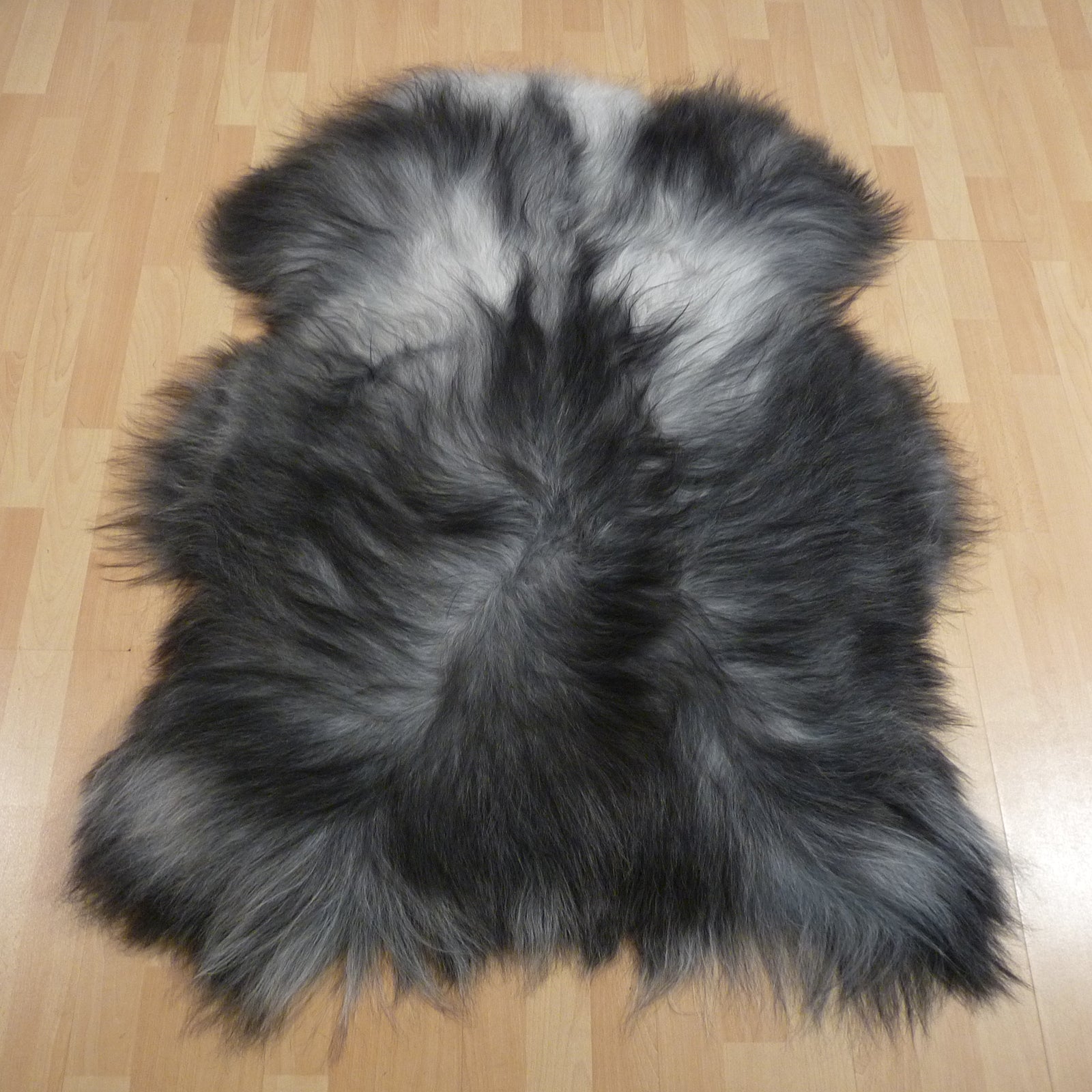 Exklusives Unikat Islandschaffell grau - schwarz 130x100cm #15807