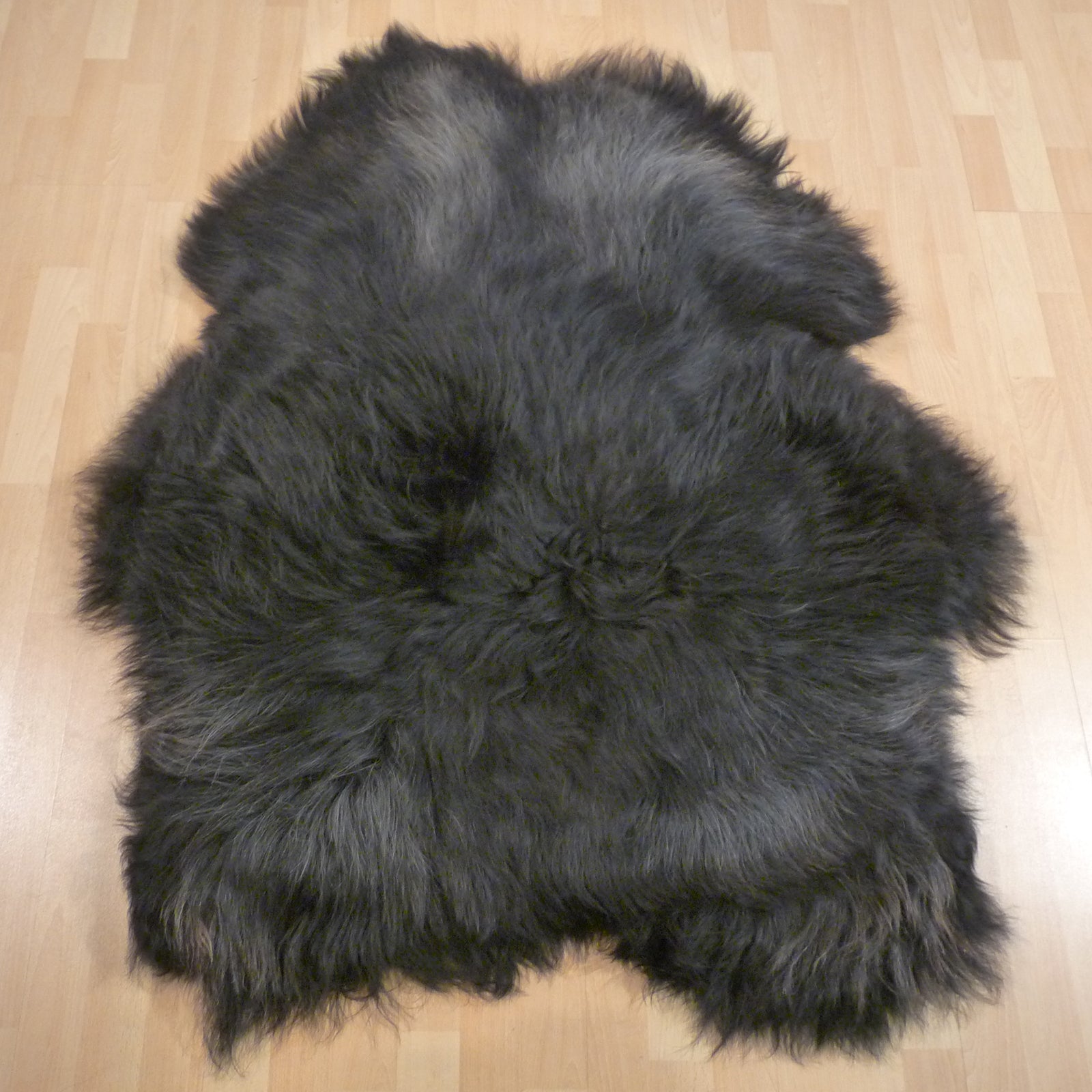 Exklusives Unikat Islandschaffell schwarz - grau 130x105cm #15811