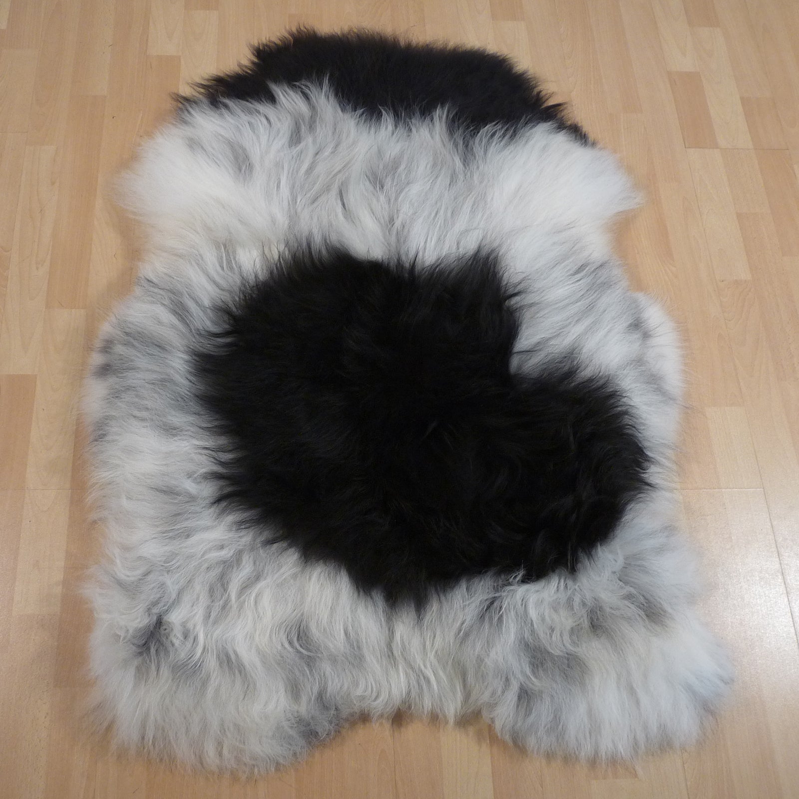 Exklusives Unikat Islandschaffell schwarz - weiß 125x90cm #15816